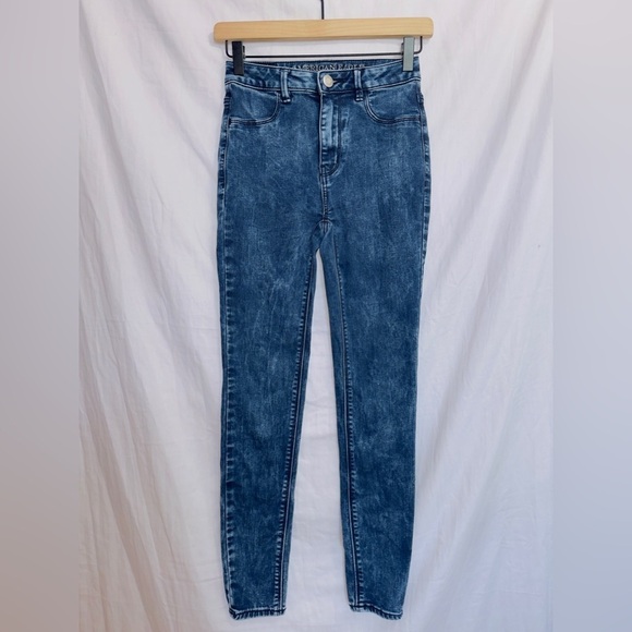 American Eagle AE Dark Acid Wash Sky High Jegging Jean size 0 - Picture 1 of 6